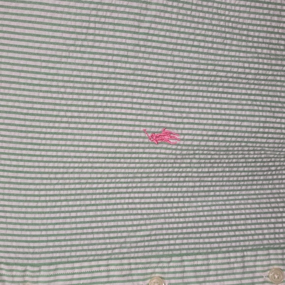 Vintage Ralph Lauren Classic Fit Seersucker Short Sleeve Shirt Mens Size XL - Picture 6 of 10